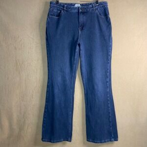 LL Bean Classic Fit Flare Leg Jeans Women's Blue Denim Comfort Regular Sz 14 EUC